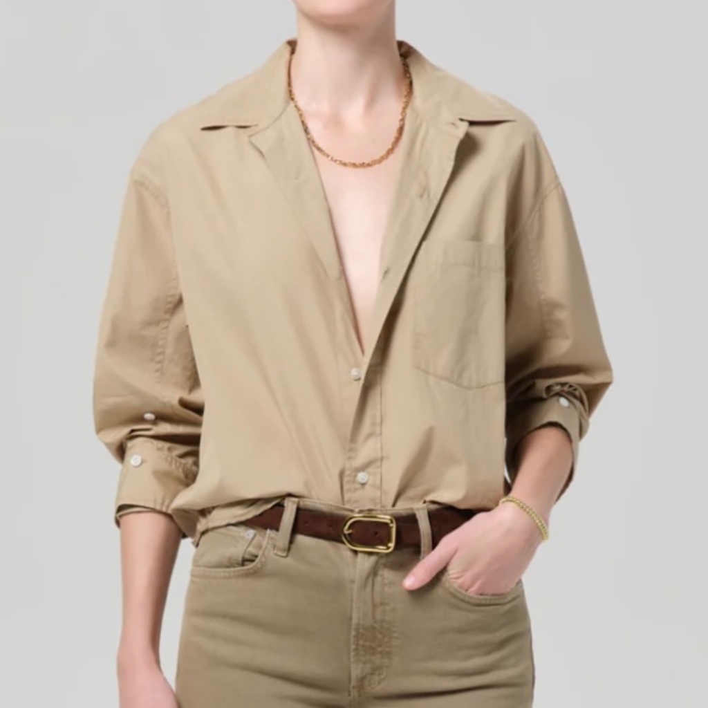 Nwt Citizens Of Humanity Ari Twill Button-Up Shirt In Catelina